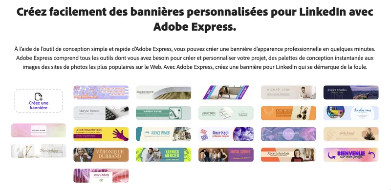 Créer des bannières LinkedIn avec Adobe Express Créer des bannières LinkedIn avec Adobe Express